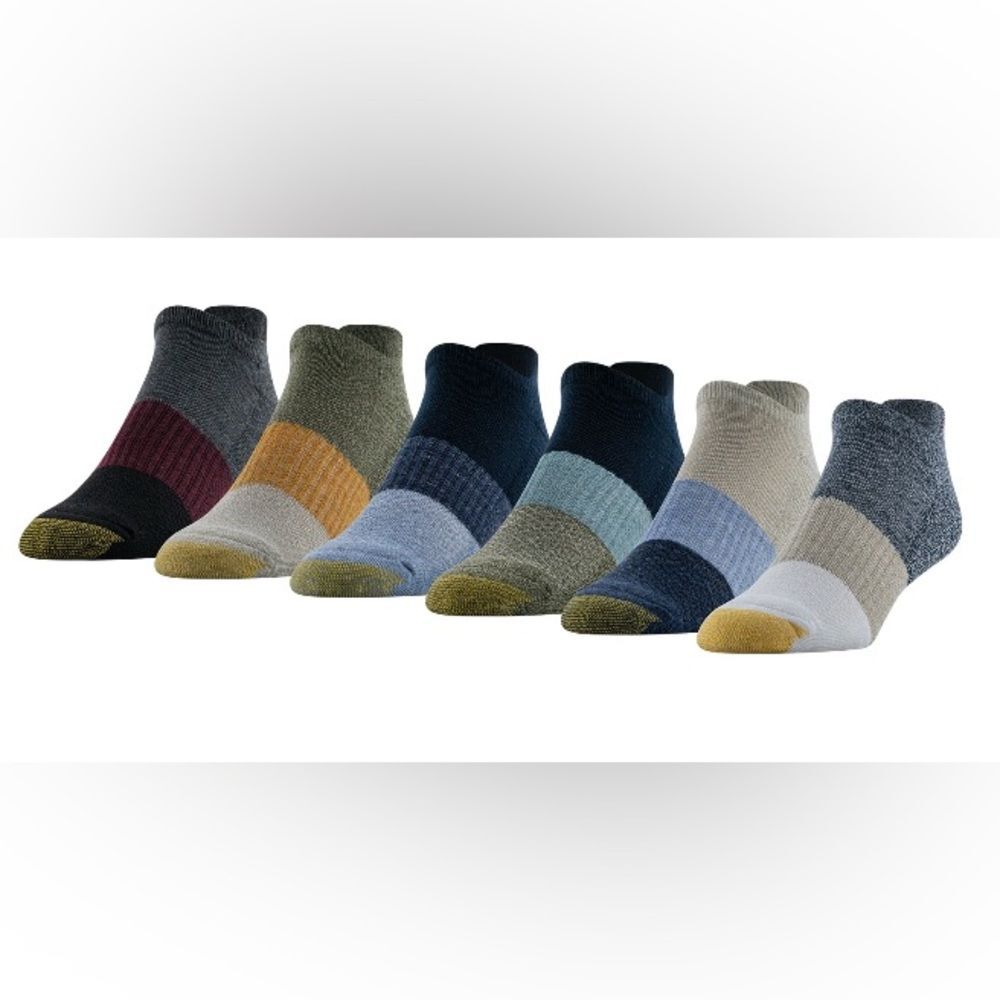 GOLDTOE NEW Men’s No Show 6-Pack Multicolor Assorted Socks Size 6-12.5 Casual